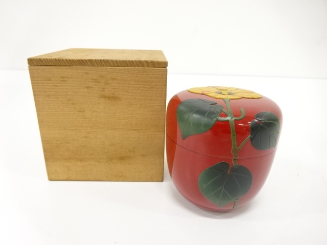 ウ224 棗『村田宗寛作』『輪島塗総竹林平棗共箱』漆塗金蒔絵茶道具